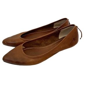 Frye Leather Pointed Ballet Flats Tan Brown